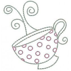 Stickdatei TEA PARTY Fransenappli Tasse 1